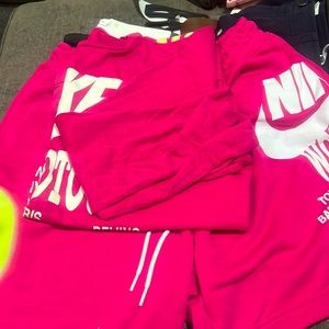 Nike short set fuschia "fireberry" originally top $90 shorts $75